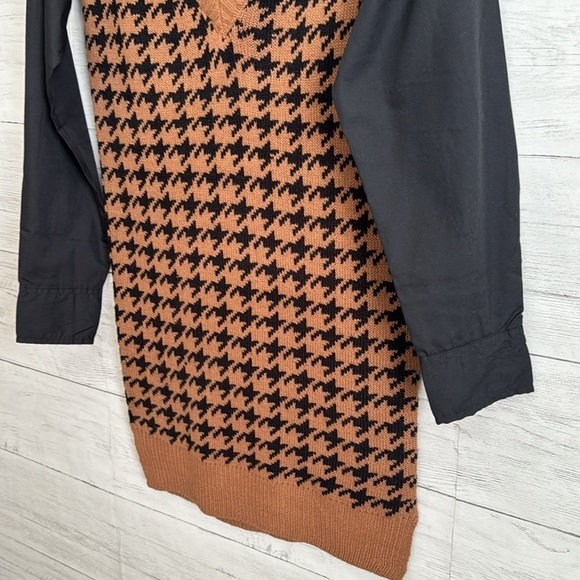 Heart & Heels Dogstooth V-Neck Button Up Cardigan Collared Black | SIZE M - Picture 5 of 12